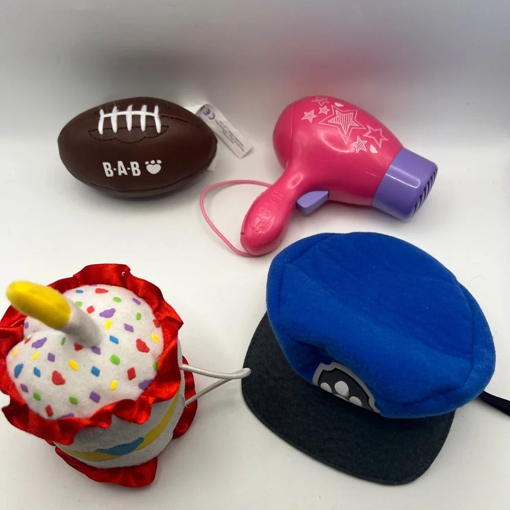 Build-A-Bear Accessories Lot Cake FootBall Paw Patrol Hat Hair Dryer